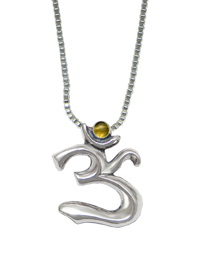 Sterling Silver Elegant Ohm Symbol Pendant With Citrine